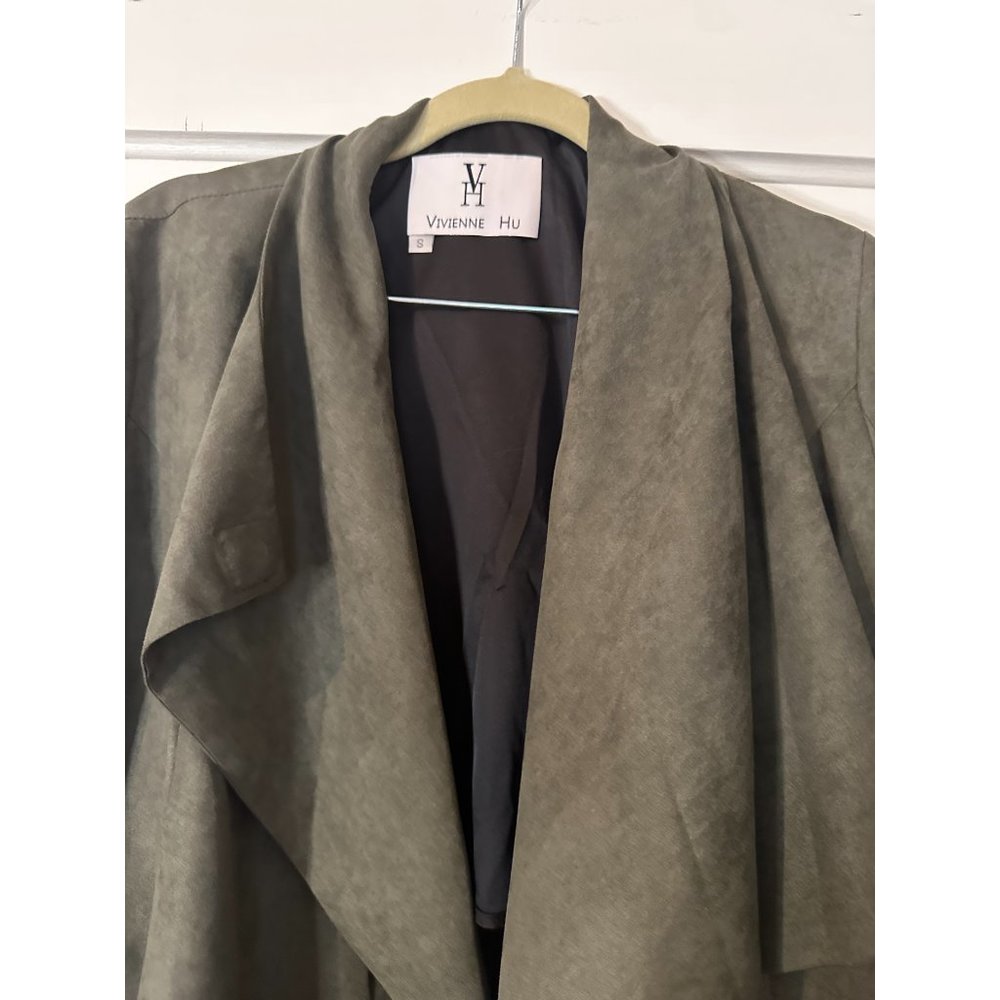 Vivian Hu Green Hi Low Suede Jacket Small - Picture 4 of 6